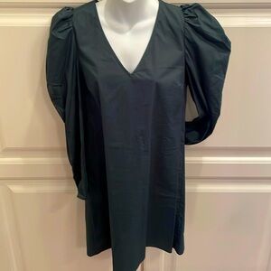 Anna Cate dark green puff sleeve shift dress sz M